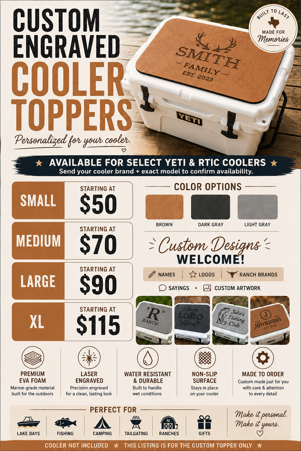 Custom Engraved Cooler Topper